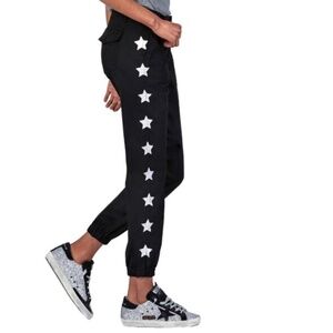 NEW Black Orchid Noel Cropped Military Jogger Black Stretch Silver Stars Size 29